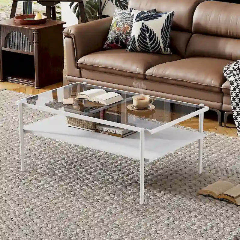 Table basse et tables d'appoint en verre trempé gris, ensemble 3 pièces, 4 à 6 personnes