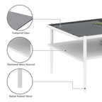 Table basse et tables d'appoint en verre trempé gris, ensemble 3 pièces, 4 à 6 personnes