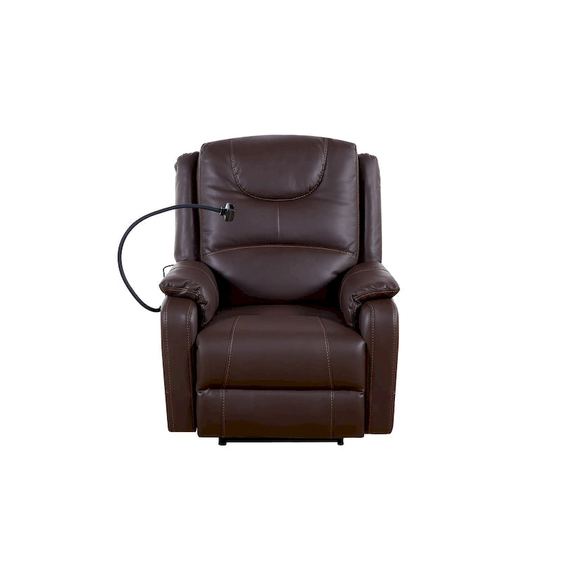 Fauteuil inclinable électrique en éco-cuir marron/noir avec massage et chauffage, pour 1 personne