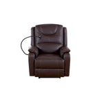 Fauteuil inclinable électrique en éco-cuir marron/noir avec massage et chauffage, pour 1 personne