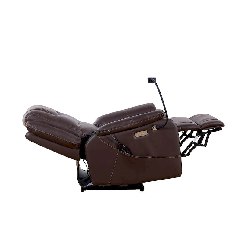 Fauteuil inclinable électrique en éco-cuir marron/noir avec massage et chauffage, pour 1 personne