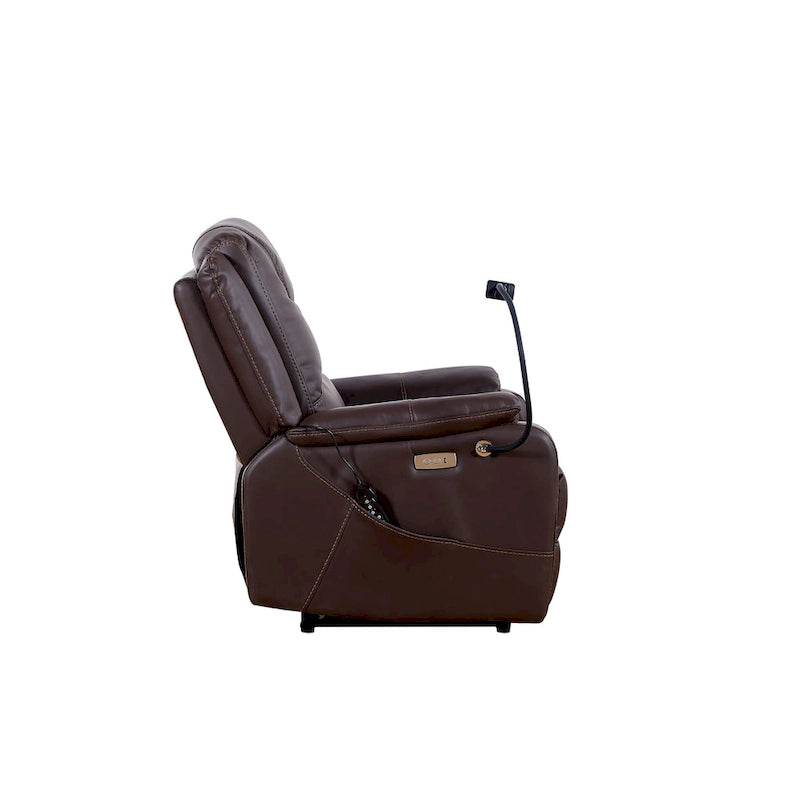 Fauteuil inclinable électrique en éco-cuir marron/noir avec massage et chauffage, pour 1 personne