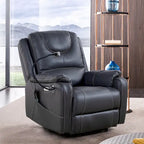 Fauteuil inclinable électrique en éco-cuir marron/noir avec massage et chauffage, pour 1 personne