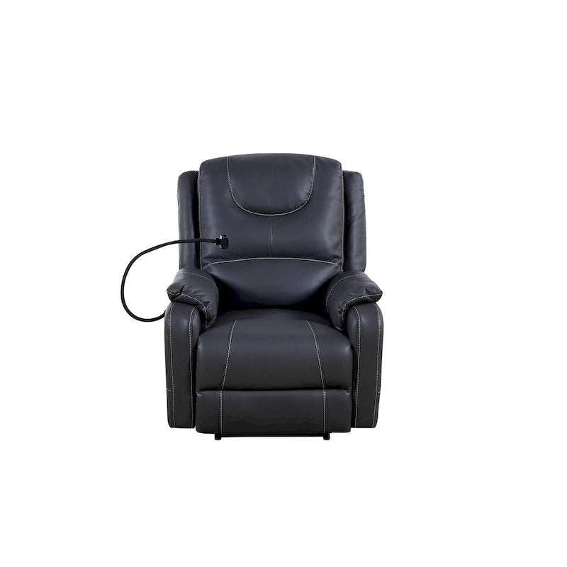 Fauteuil inclinable électrique en éco-cuir marron/noir avec massage et chauffage, pour 1 personne
