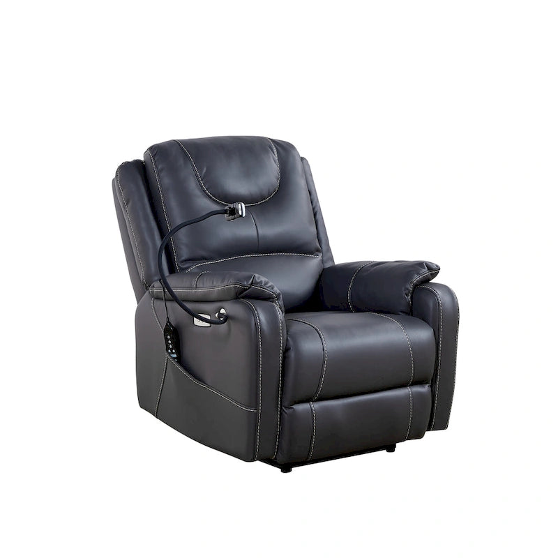 Fauteuil inclinable électrique en éco-cuir marron/noir avec massage et chauffage, pour 1 personne