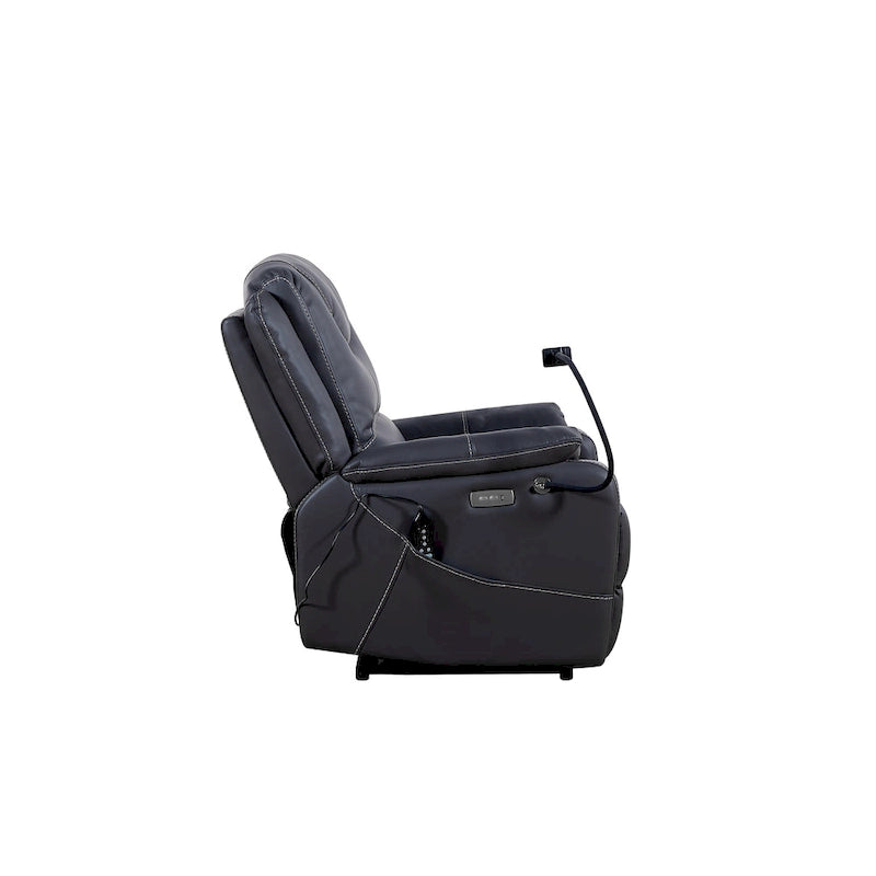 Fauteuil inclinable électrique en éco-cuir marron/noir avec massage et chauffage, pour 1 personne