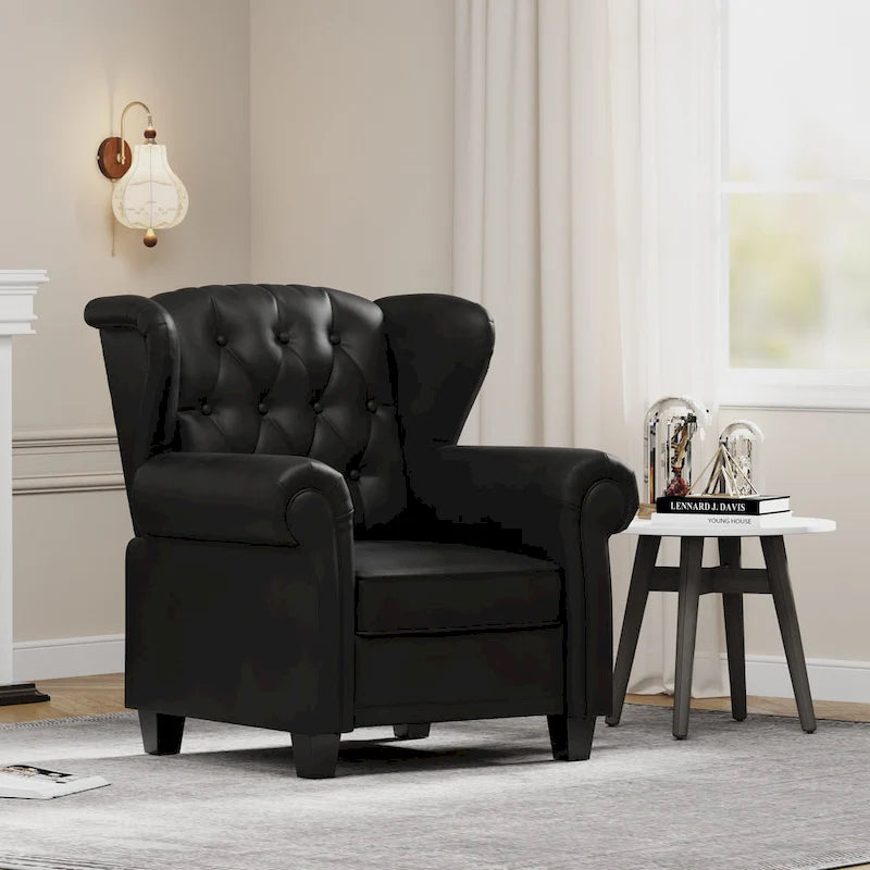 Fauteuil inclinable capitonné une place noir