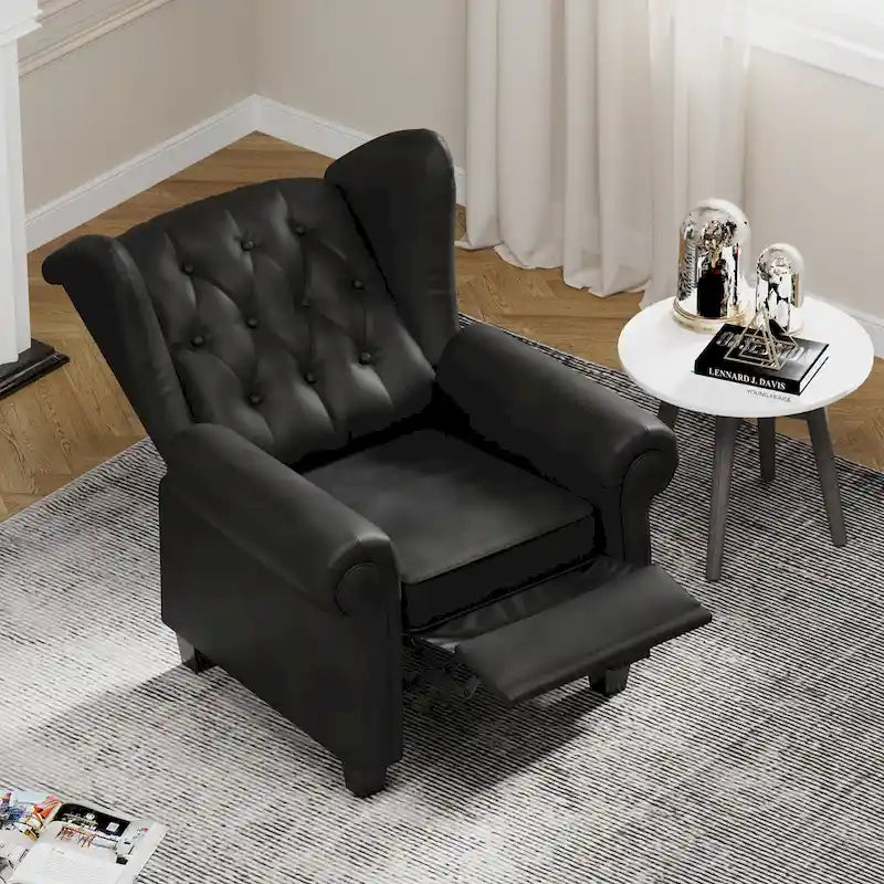 Fauteuil inclinable capitonné une place noir