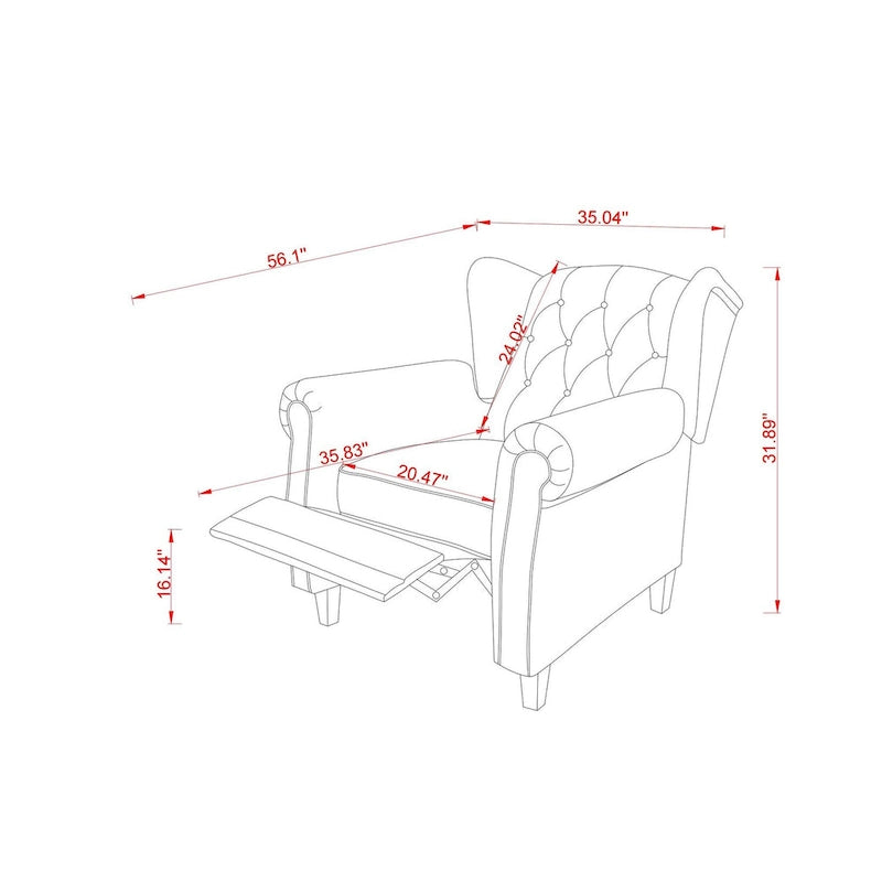 Fauteuil inclinable capitonné une place noir