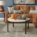Table basse ronde à plateau en bois marron, 89 cm (diam.) × 46 cm (H)