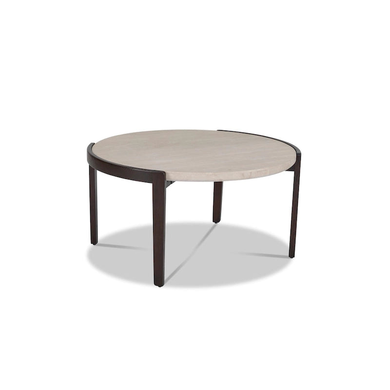 Table basse ronde à plateau en bois marron, 89 cm (diam.) × 46 cm (H)