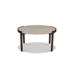 Table basse ronde à plateau en bois marron, 89 cm (diam.) × 46 cm (H)