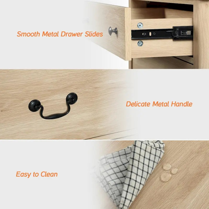 Meuble TV blanc de style rustique avec 3 tiroirs, pour 1 à 2 personnes