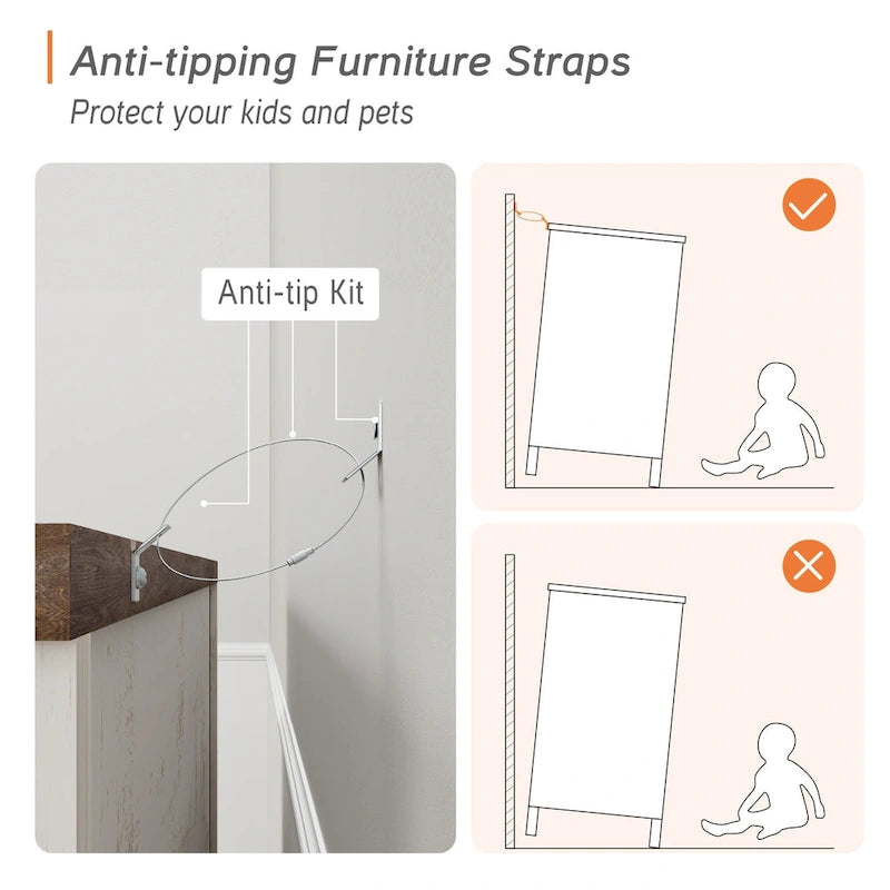 Meuble TV blanc de style rustique avec 3 tiroirs, pour 1 à 2 personnes