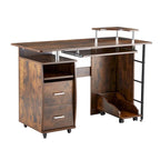 Bureau d'ordinateur incurvé brun antique avec tablette coulissante pour clavier – Une personne