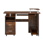 Bureau d'ordinateur incurvé brun antique avec tablette coulissante pour clavier – Une personne