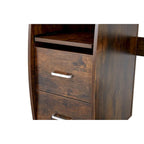 Bureau d'ordinateur incurvé brun antique avec tablette coulissante pour clavier – Une personne