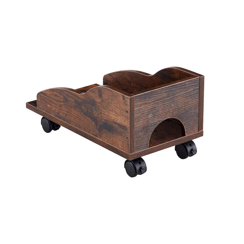 Bureau d'ordinateur incurvé brun antique avec tablette coulissante pour clavier – Une personne