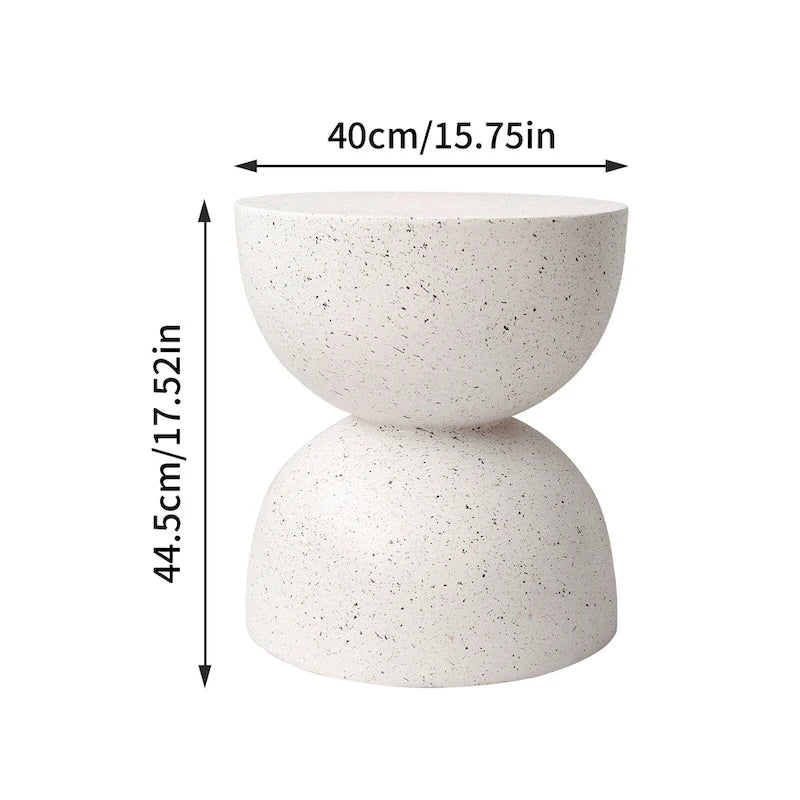 Table d'appoint en béton blanc aspect graphite, siège 1 personne, intérieur extérieur