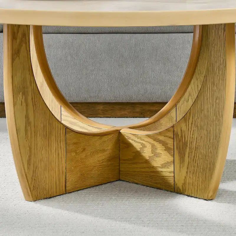 Table basse en chêne avec porte coulissante et rangement, 1 à 2 places assises