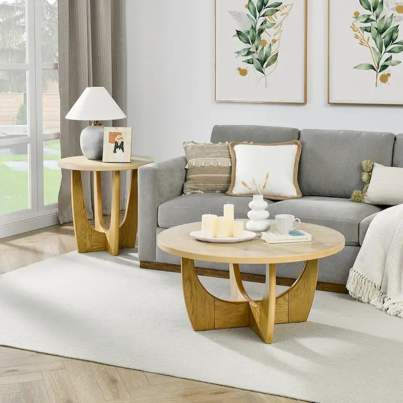 Table basse en chêne avec porte coulissante et rangement, 1 à 2 places assises