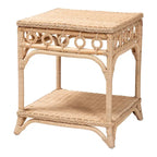 Table d'appoint en rotin brun naturel avec étagère — 1 personne