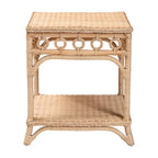 Table d'appoint en rotin brun naturel avec étagère — 1 personne