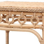 Table d'appoint en rotin brun naturel avec étagère — 1 personne