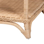 Table d'appoint en rotin brun naturel avec étagère — 1 personne