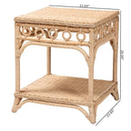 Table d'appoint en rotin brun naturel avec étagère — 1 personne
