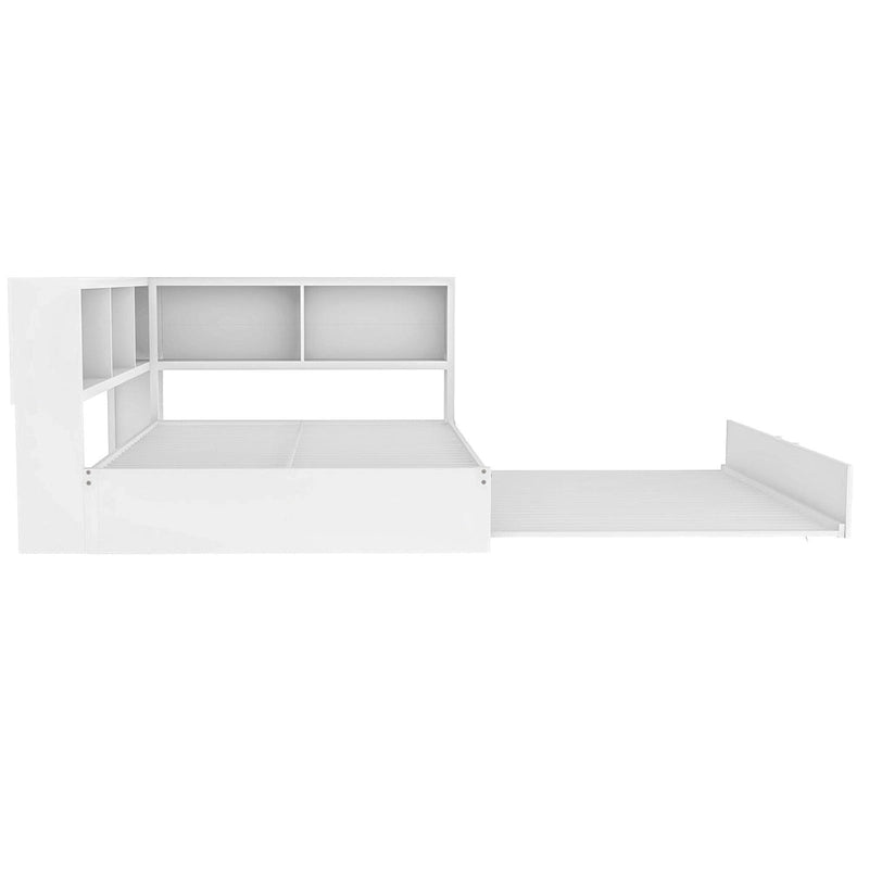 Lit banquette noir en métal avec lit gigogne double, armoires de rangement et chargement USB