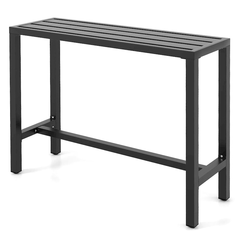 Table de bar d'extérieur rectangulaire en métal noir, 48 po, pour 2 personnes