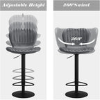 Tabourets de bar pivotants hauteur comptoir, lot de 4 – Noir / Gris / Blanc