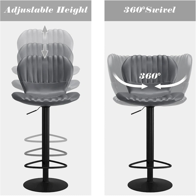 Tabourets de bar pivotants hauteur comptoir, lot de 4 – Noir / Gris / Blanc