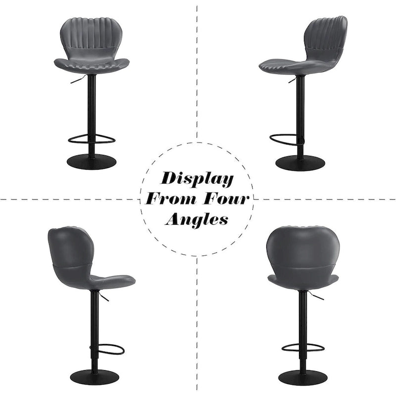 Tabourets de bar pivotants hauteur comptoir, lot de 4 – Noir / Gris / Blanc