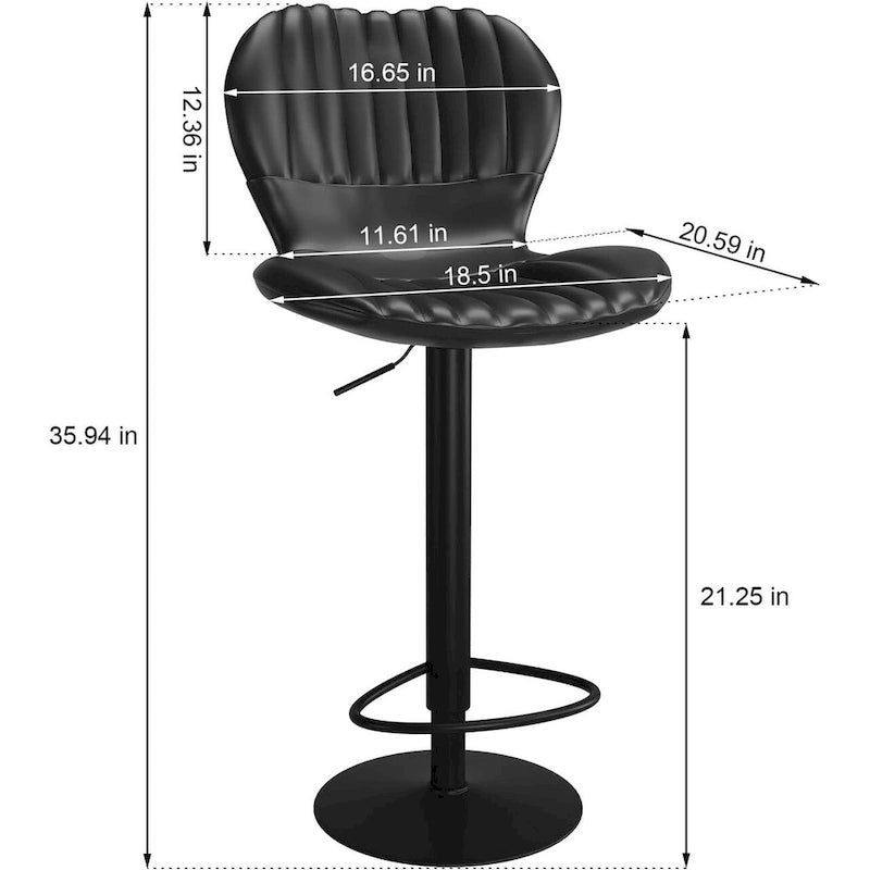 Tabourets de bar pivotants hauteur comptoir, lot de 4 – Noir / Gris / Blanc