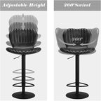 Tabourets de bar pivotants hauteur comptoir, lot de 4 – Noir / Gris / Blanc