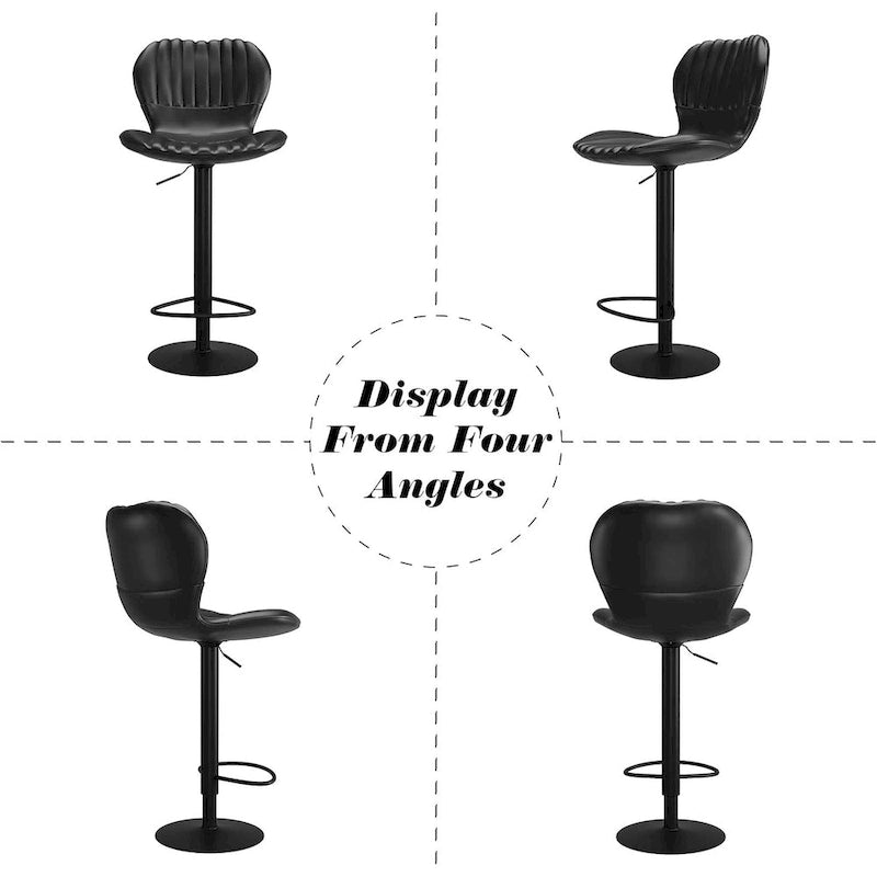 Tabourets de bar pivotants hauteur comptoir, lot de 4 – Noir / Gris / Blanc