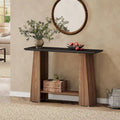 Console noire et noyer avec étagère de rangement, 119 cm de large
