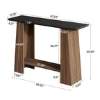 Console noire et noyer avec étagère de rangement, 119 cm de large