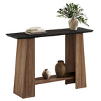 Console noire et noyer avec étagère de rangement, 119 cm de large