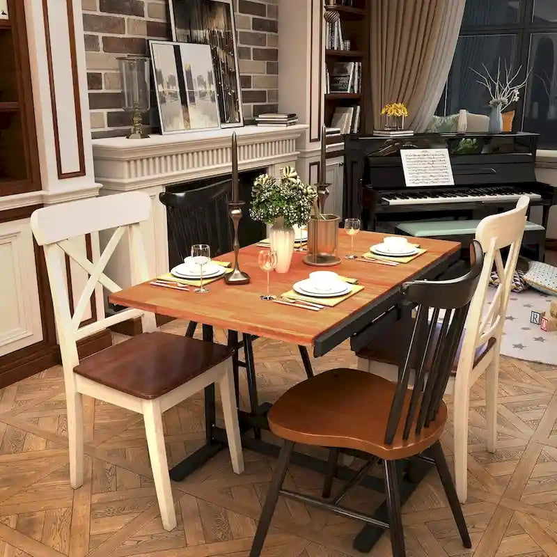 Table de salle à manger convertible en étagère en bois, 4 places