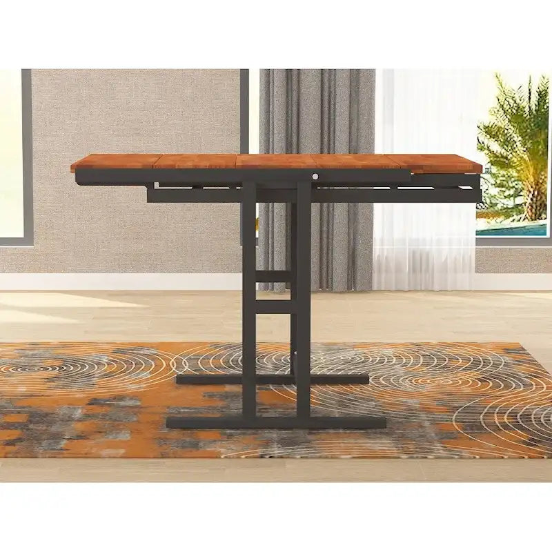 Table de salle à manger convertible en étagère en bois, 4 places