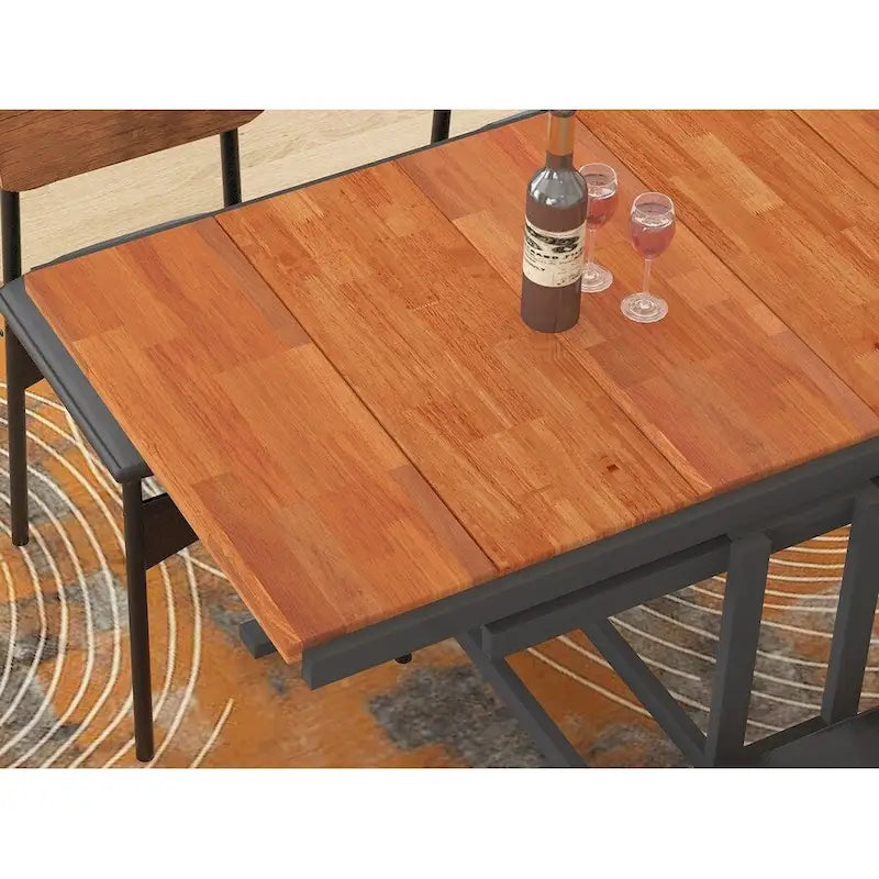 Table de salle à manger convertible en étagère en bois, 4 places