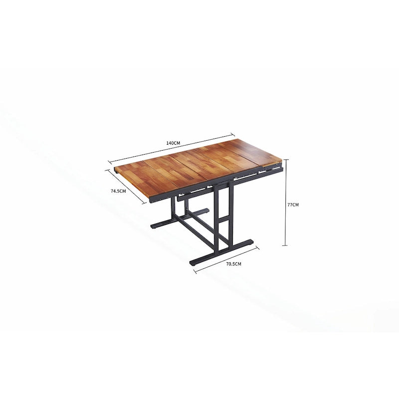 Table de salle à manger convertible en étagère en bois, 4 places