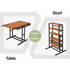 Table de salle à manger convertible en étagère en bois, 4 places