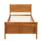 Lit double en bois de style plateforme avec tête et pied de lit, couleurs chêne / blanc / expresso – Lit simple