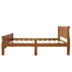 Lit double en bois de style plateforme avec tête et pied de lit, couleurs chêne / blanc / expresso – Lit simple