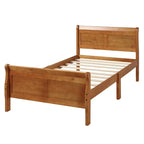 Lit double en bois de style plateforme avec tête et pied de lit, couleurs chêne / blanc / expresso – Lit simple