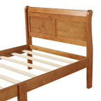 Lit double en bois de style plateforme avec tête et pied de lit, couleurs chêne / blanc / expresso – Lit simple